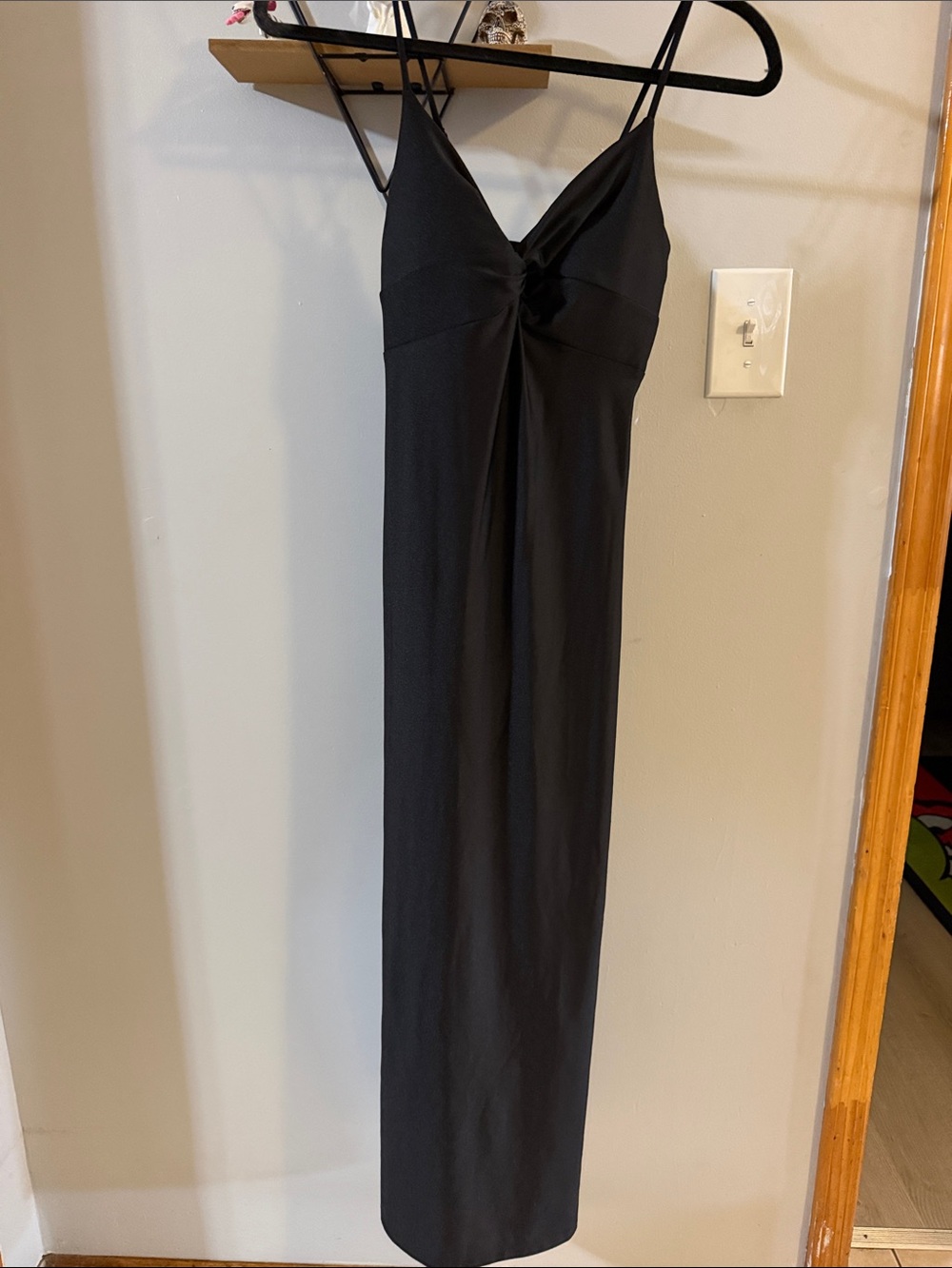 Black Maxi Slip Dress with V-Neck